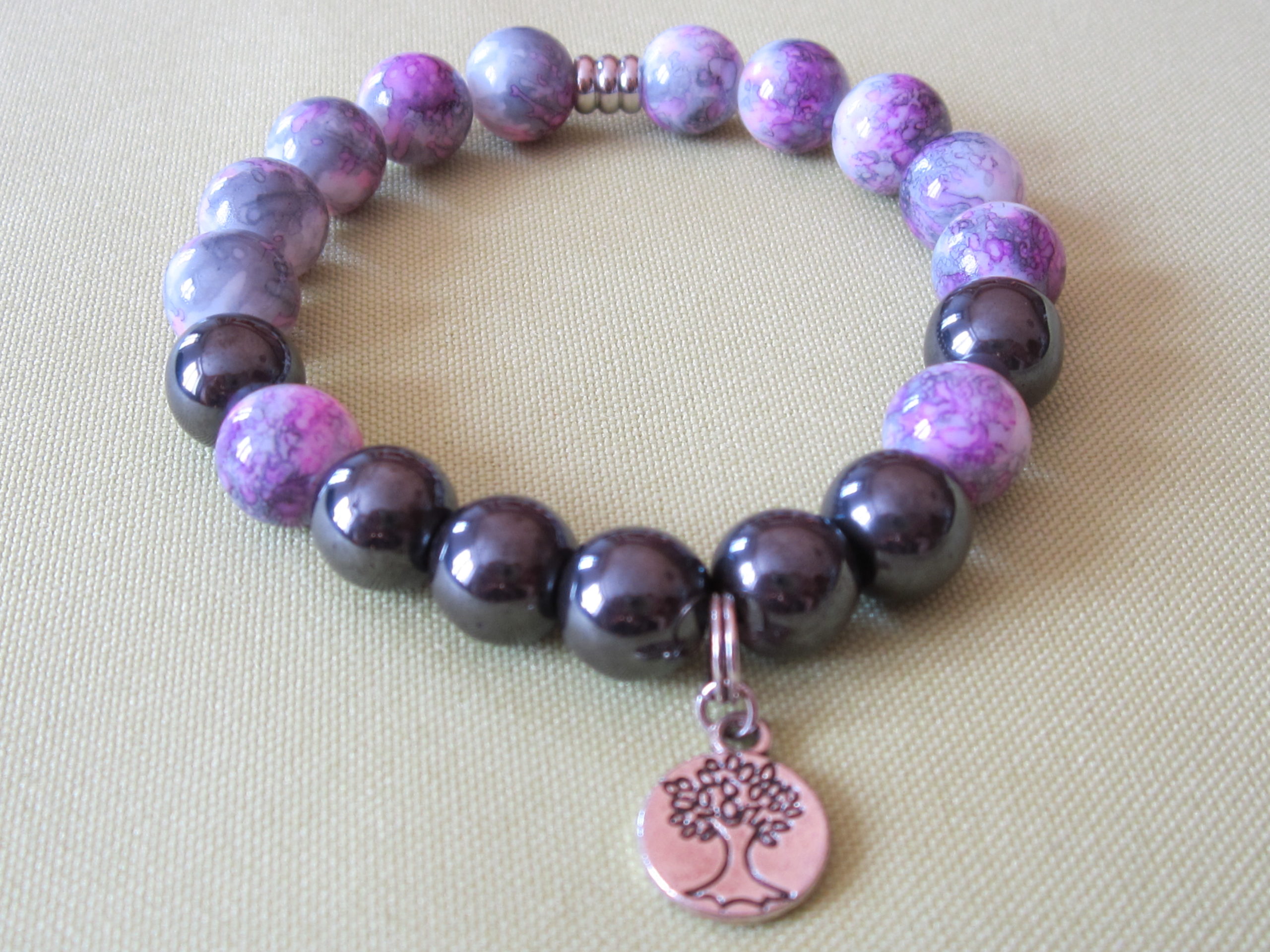 Bracelet Hématite et perles de verre