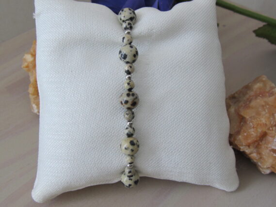 Bracelet Jaspe Dalmatien et perles inox