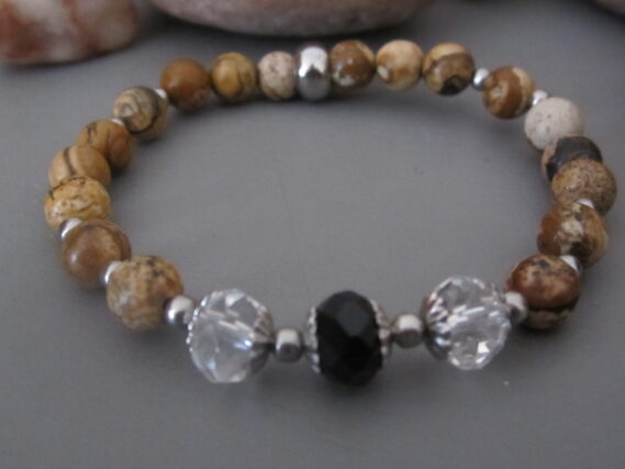 Bracelet Jaspe Paysage Perles cristal