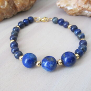 Bracelet Lapis Lazuli et Perles Inox doré