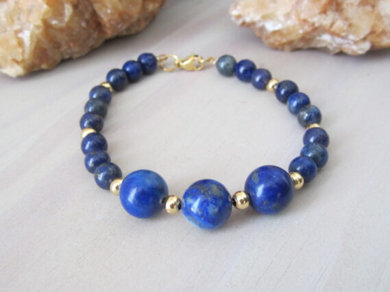 Bracelet Lapis Lazuli et Perles Inox doré