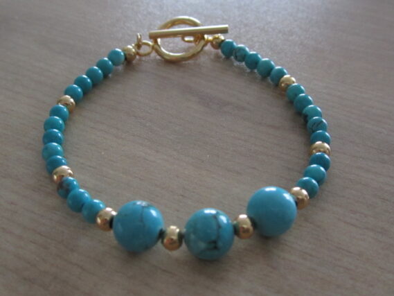 Bracelet Turquoise et Inox doré