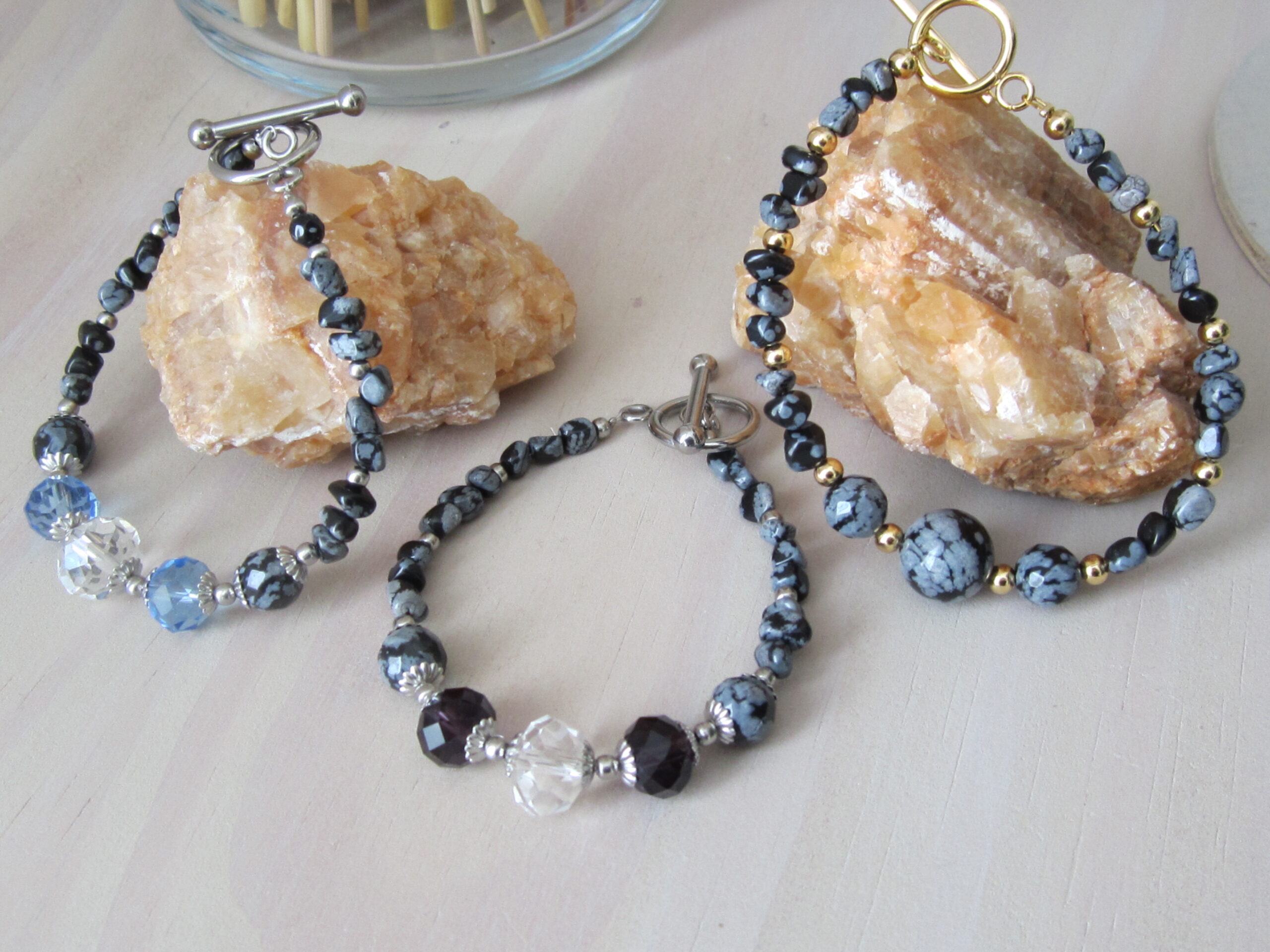 Bracelets d'Obsidienne neige